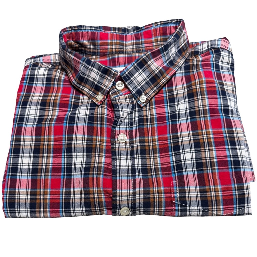 Gap Button Down Mens XL Multicolor Poplin‎ Plaid Standard Fit Long Sleeve Shirt